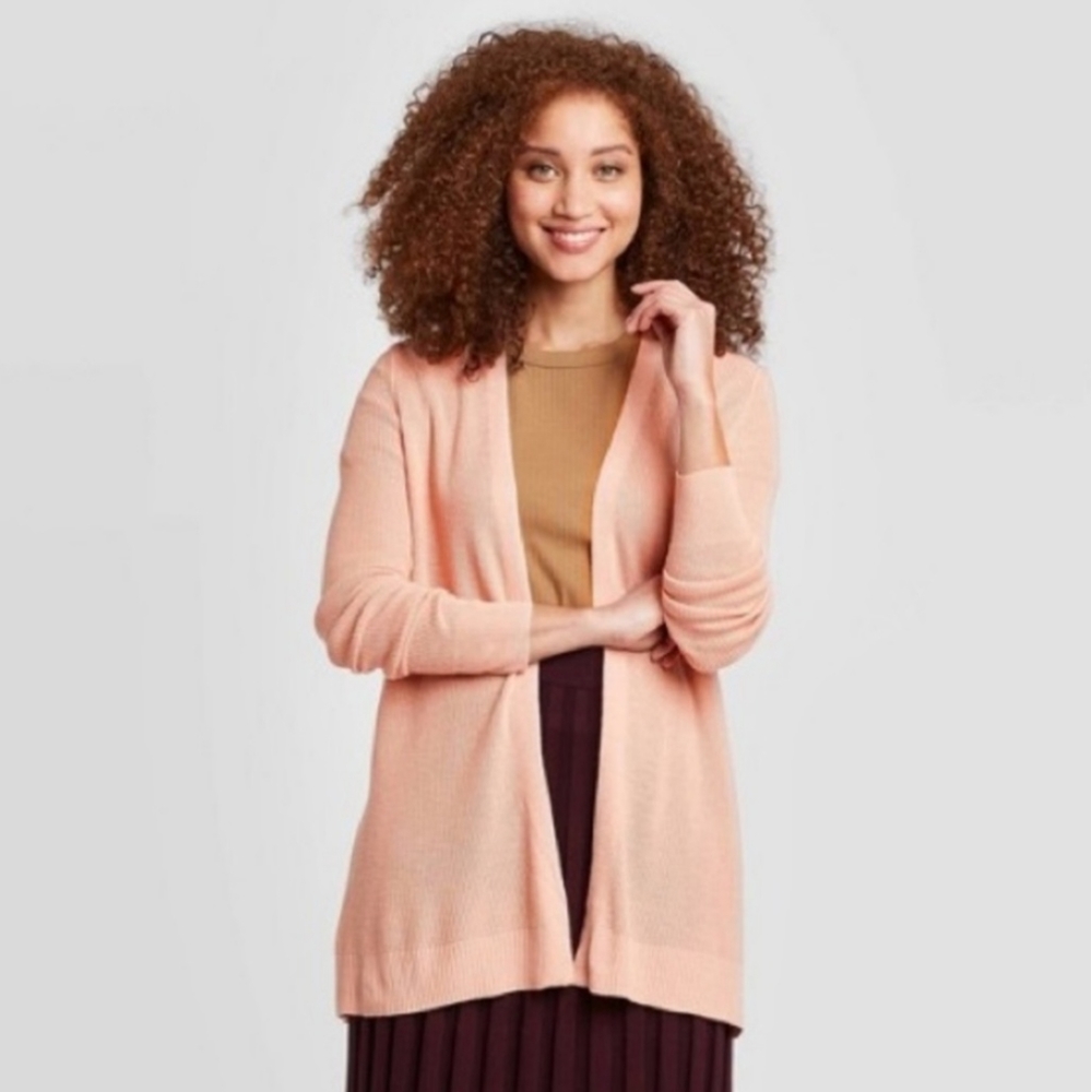 Dusty Rose Wide Collar Soft Comfy Modal Longline Open Cardigan S